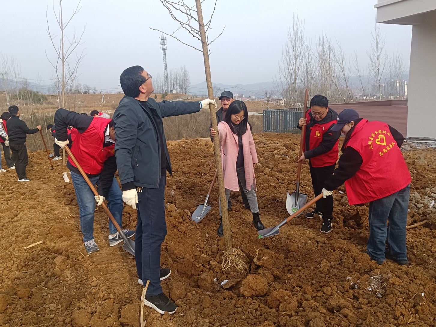 新都区农业农村局机关党委组织党员志愿者开展义务植树活动